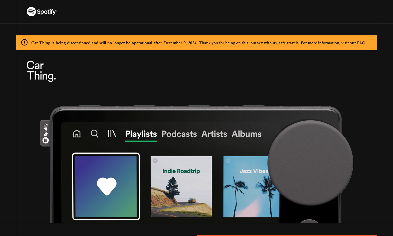 Spotifyの車載デバイス「Car Thing」が12月9日にサービス終了。運転中の音声需要は今なお拡大中