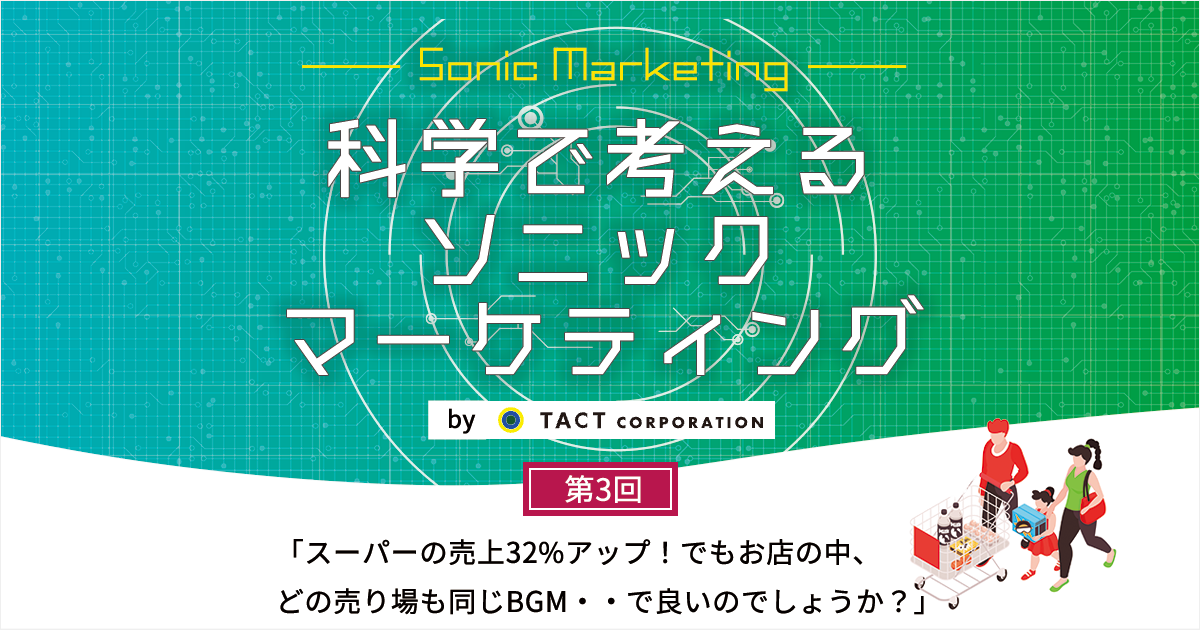 ［科学で考えるソニックマーケティング］第3回：スーパーの売上32%アップ！でもお店の中、どの売り場も同じBGM・・で良いのでしょうか？