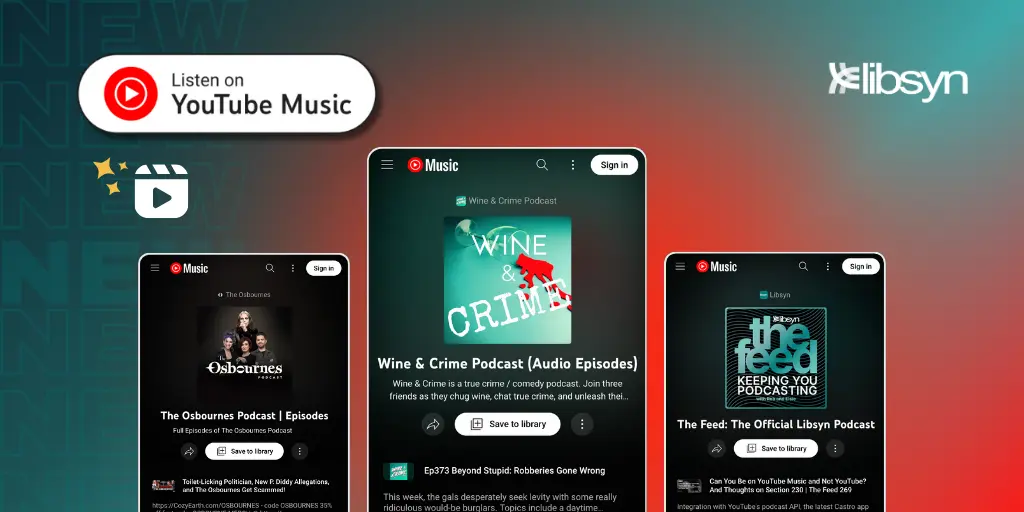 Libsyn、YouTubeの新APIと統合。YouTube Musicへのポッドキャスト配信が可能に