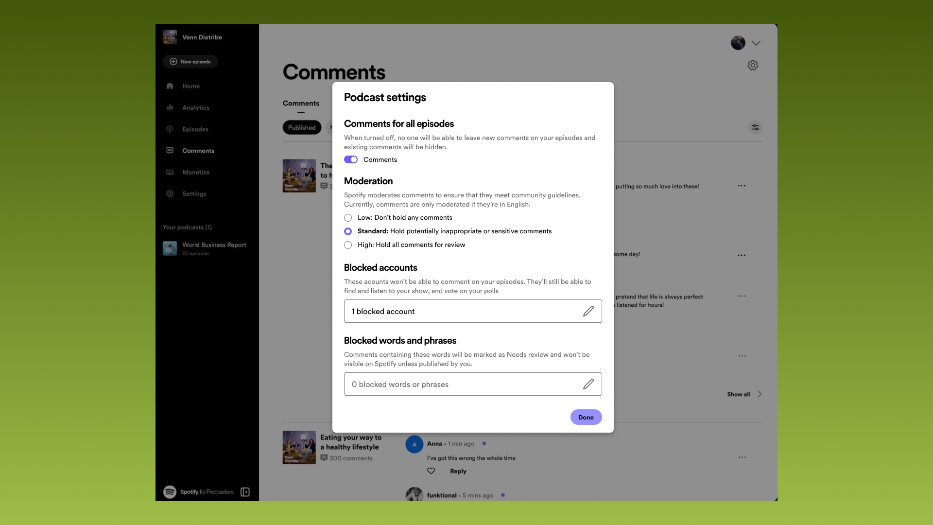 Spotify、ポッドキャストのコメント機能をアップデート。コメント管理が容易に