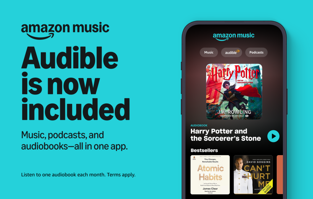 Amazon MusicでAudibleのオーディオブックが提供開始。100万冊以上のタイトルが利用可能