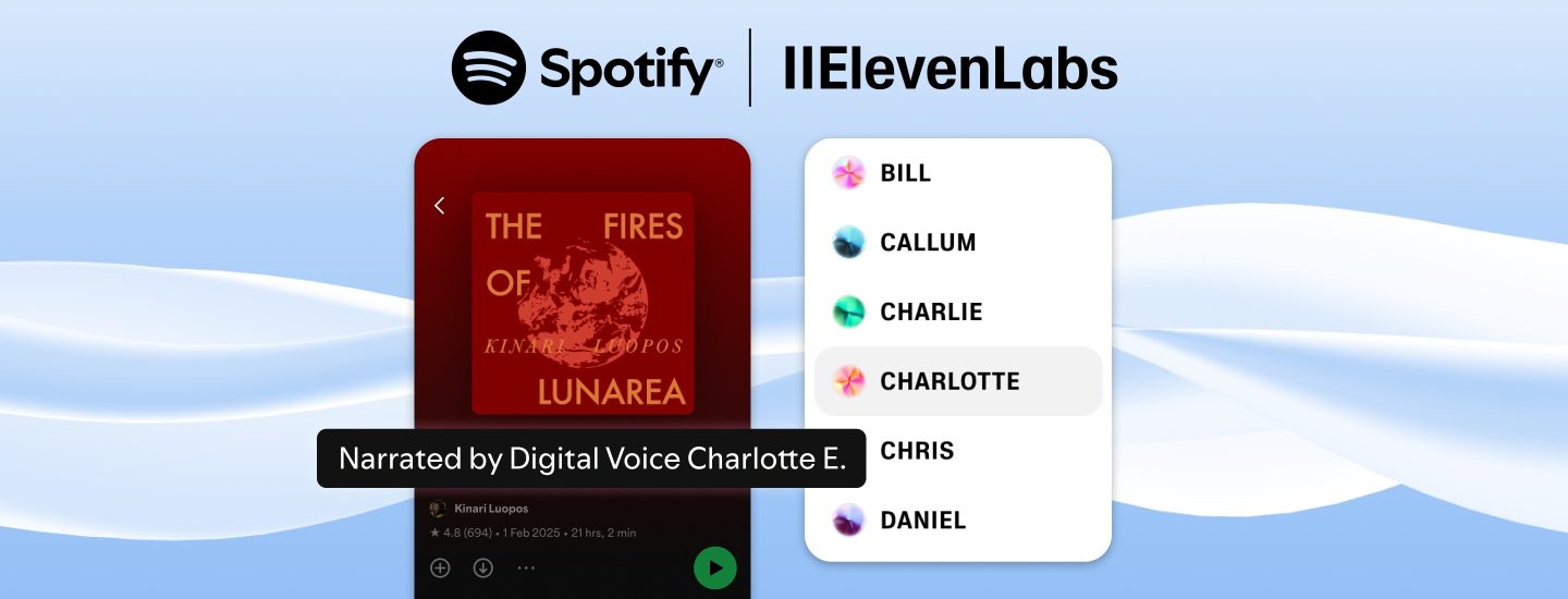 SpotifyがElevenLabsと提携。AI音声で29言語に対応したオーディオブックを配信可能に