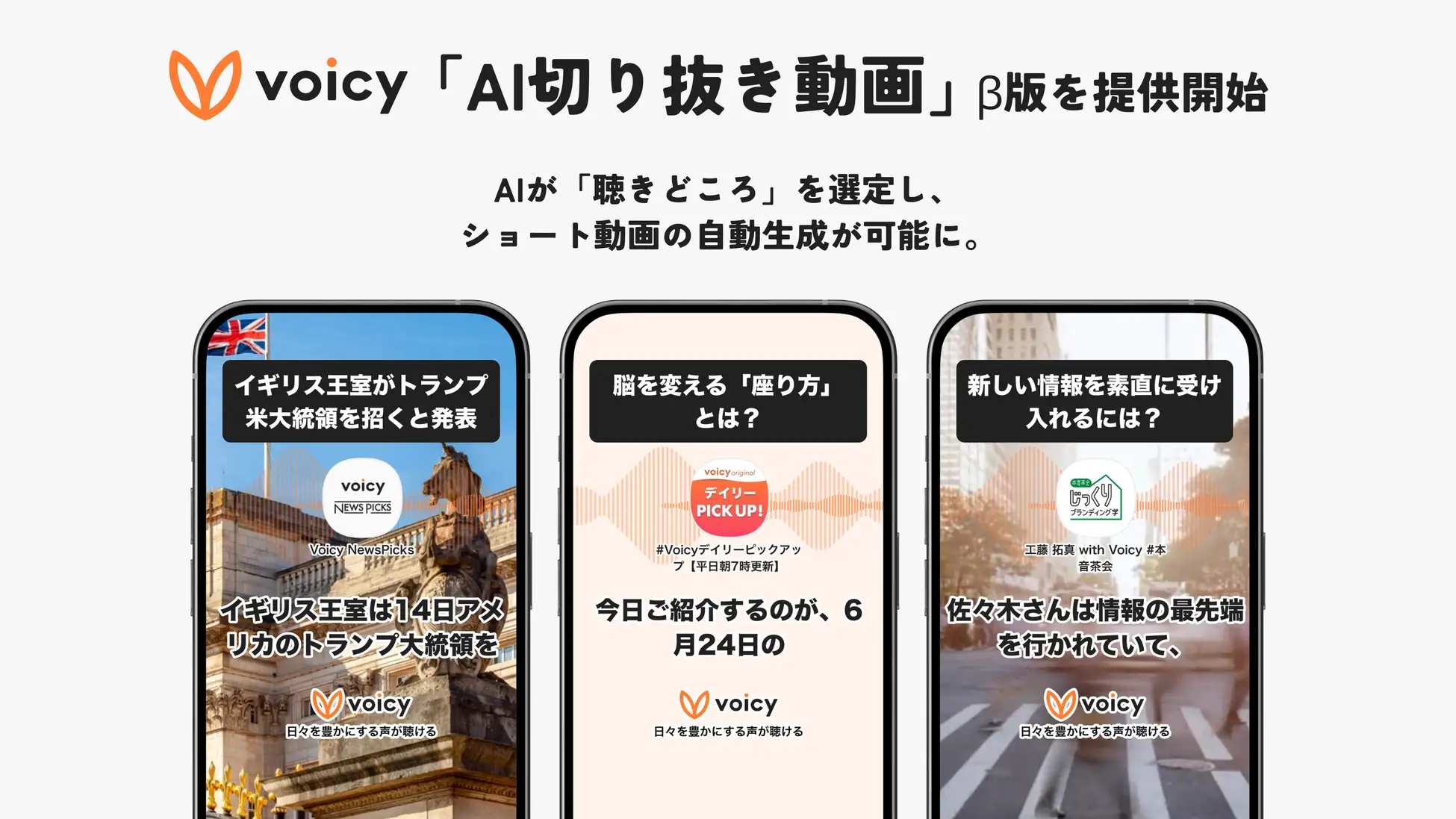 Voicy、AIで“聴きどころ”を抽出＆動画化する「AI切り抜き動画」のβ版を提供開始