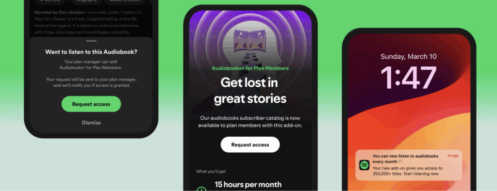 Spotify、オーディオブック向け新サブスクプランを欧米で提供開始。オーディオブック利用者の拡大を目指す