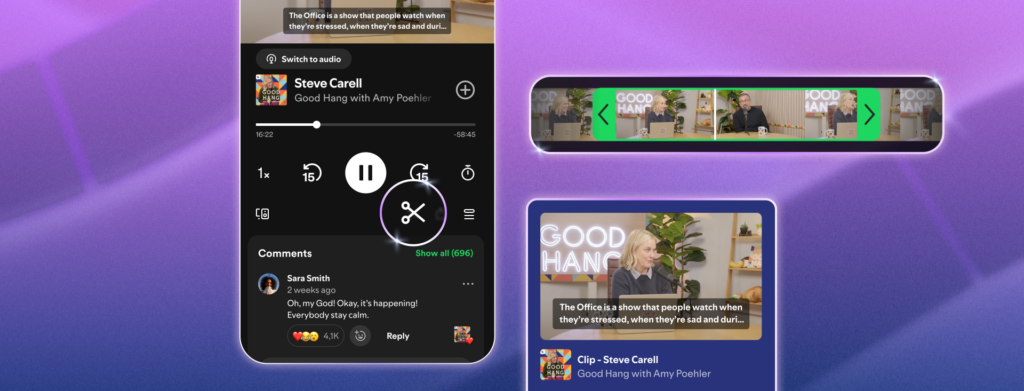 Spotifyが新機能「クリップ」を発表。ポッドキャストのお気に入りの瞬間を切り取って保存・共有可能に