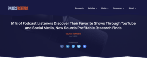 ポッドキャストリスナーの61％がYouTube・SNS経由で番組を発見する。Sounds Profitableが調査結果を発表