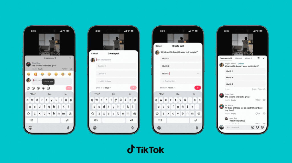 TikTokのコメント投票を作成して結果を確認する画面