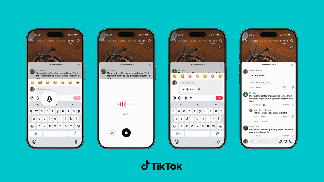 TikTok、コメント欄を拡充。「ボイスコメント」や投票、複数写真でリアクション可能に